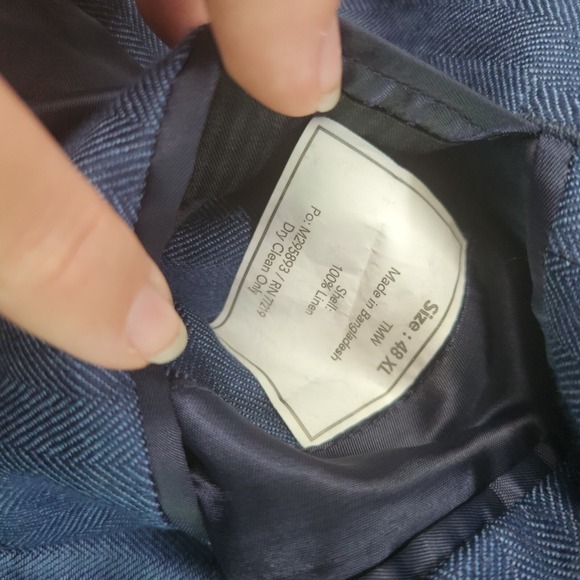 Jos A Bank Reserve Tailored Fit Blue Linen Preppy‎ Beach Wedding men Size 48 - Picture 4 of 11